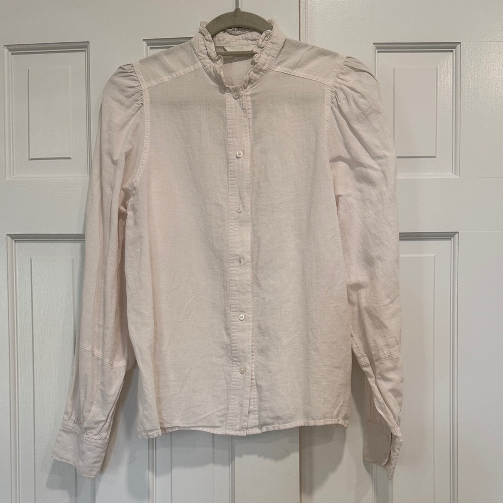 Ruffled Collar Button-Up Blouse